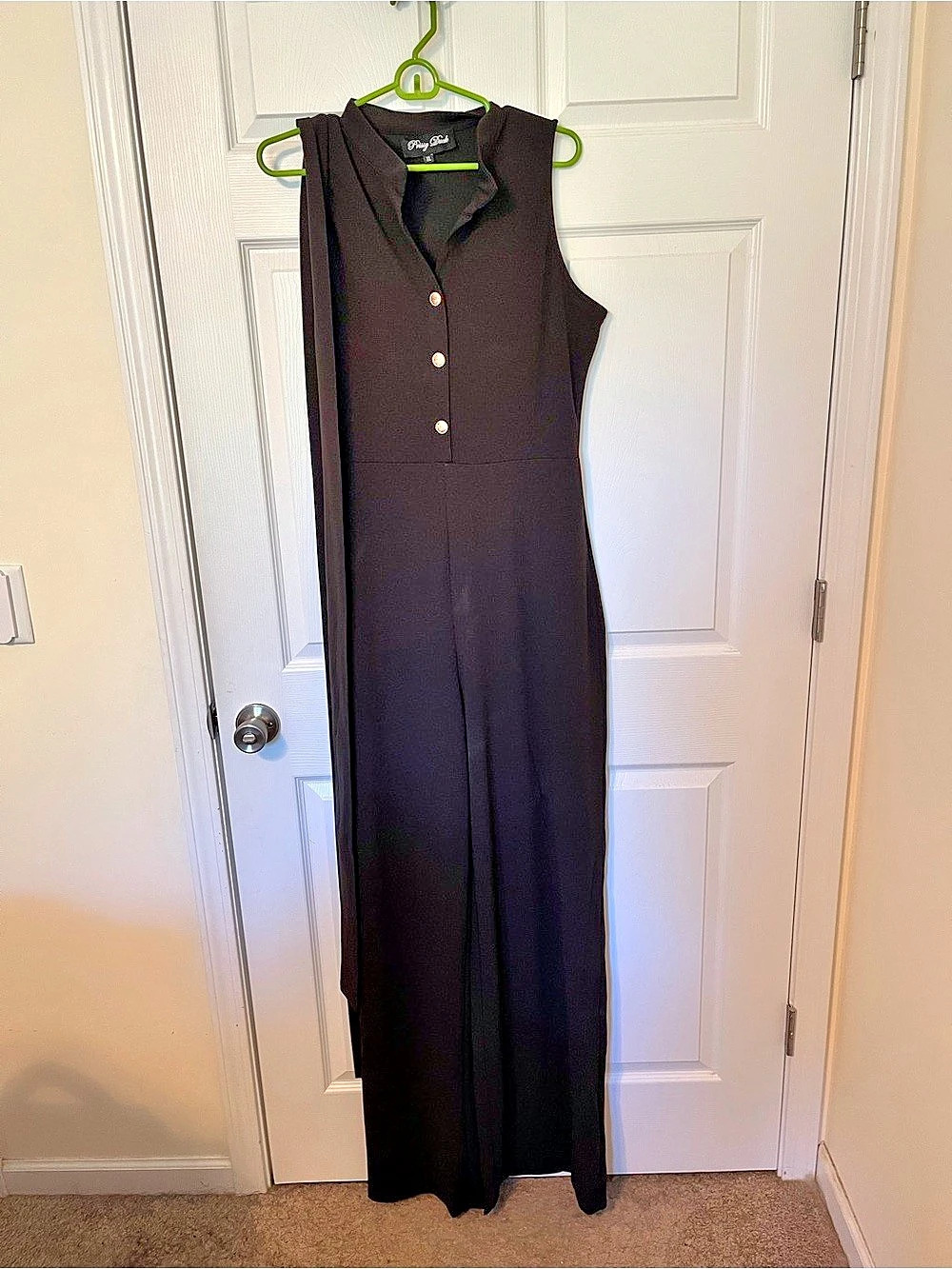Prissy Duck Tall Button Up Sleeveless Jumpsuit - Black Extra Large Tall